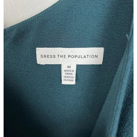 Dress The Population Iris Gown Pine Green Size Medium Maxi Stretch Women’s - Picture 5 of 9